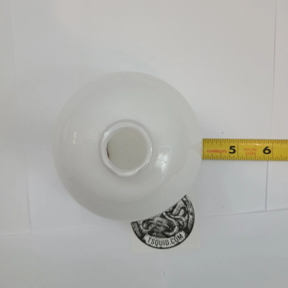 Unbranded Hand Blown White Art Glass Orb Bud Vase Spherical Minimalist Decor‎